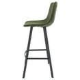 thumbnail image 4 of LeisureMod Elland Modern Upholstered Leather Bar Stool Kitchen Counter Stools with Iron Legs & Footrest Set of 2 In Olive Green, 4 of 8