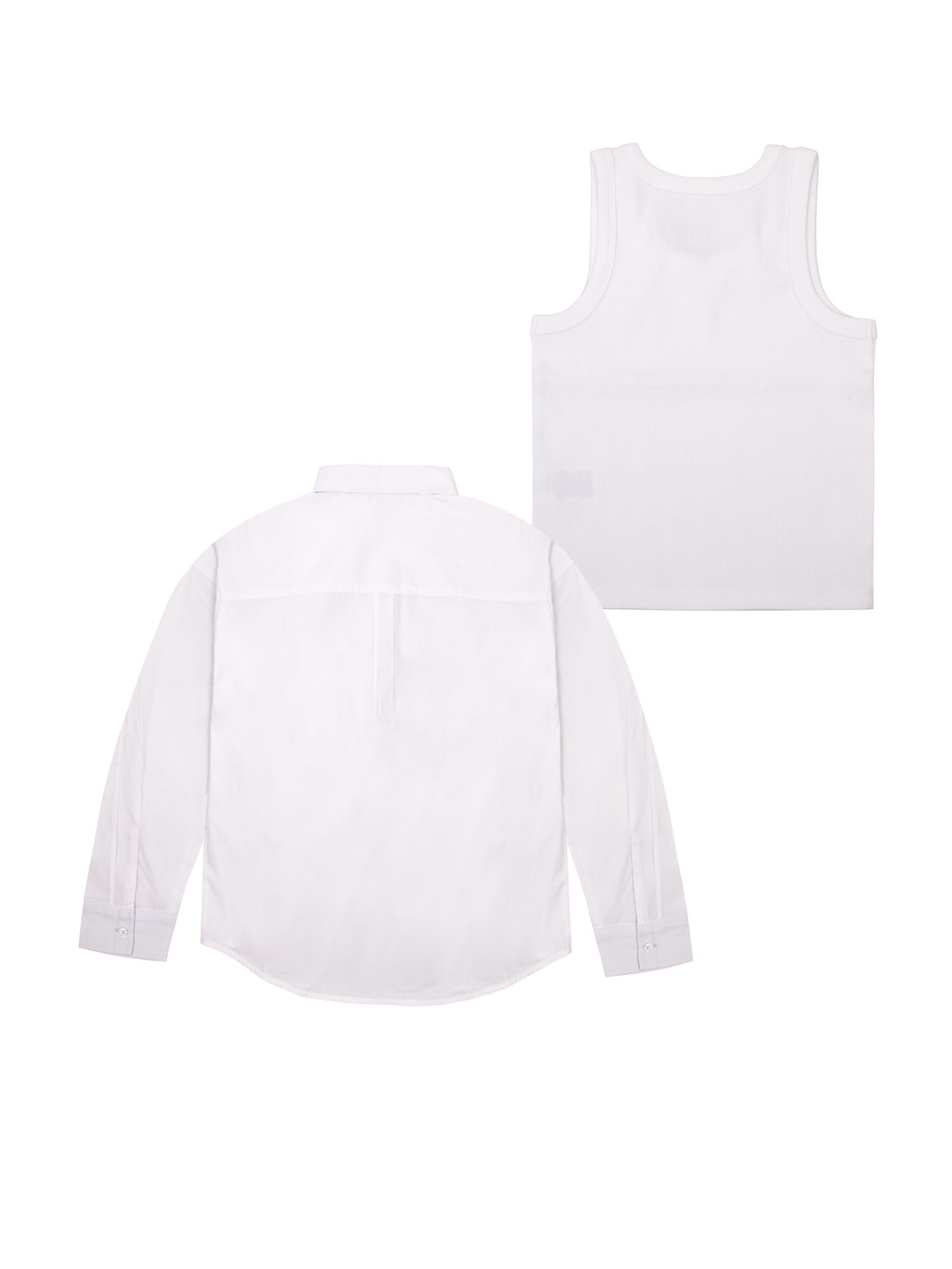 Wonder Nation Girls' Long Sleeve Button-up Shirt and Rib Tank, Sizes 4-18 & Plus