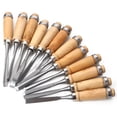 thumbnail image 6 of 12 Pcs Steel Wood Carving Hand Chisel Set Woodworking Lathe Gouges Tools, 6 of 8