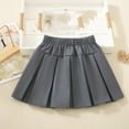 thumbnail image 3 of Ohufall Teen Girls School Uniform Skorts Summer Solid Loose Pleated Elastic High Waist Cotton Mini Skirt Fashion Casual Cute Bow A-line Scooter Skirt, 3-11 Years, 3 of 6