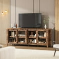 thumbnail image 2 of GarveeHome TV Stand for 65 Inch TV, Mid Century Modern Entertainment Center with 4 Sliding Glass Doors and Storage Cabinets, Media Console, Retro Brown, 2 of 7