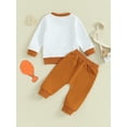 thumbnail image 4 of Liacowi Infant Newborn Baby Boys Thanksgiving Outfits Set Long Sleeve Turkey Print Sweatshirt Drawstring Pants Sets 3M 6M 12M 18M 3T Toddler Boys 2 Piece Fall Winter Clothes, 4 of 8