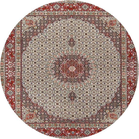 Ahgly Company Indoor Round Traditional Tan Brown Medallion Area Rugs, 3' Round
