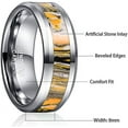 thumbnail image 4 of Men /Women 8mm Tungsten Rings Artificial Stone Inlay Wedding Bands Eternity Engagement Ring Beveled Edges Comfort Perfect Gift Fit Size 7-12, 4 of 5
