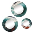 thumbnail image 2 of Designart « Vermillon et Vagues Viridiennes Vibrantes Marvel » Ensemble de Miroirs Ronds de Plage, Lot de 3 - Ensemble de Miroirs Muraux Ronds Rouges Style Côtier pour Salle de Bain, 2 of 5