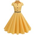 thumbnail image 2 of Ashirexll Maxi Dresses for Women, Women's Casual Dresses, Ladies Fashion Women Dress Short Sleeve V-Neck Slim Dress Solid Dresses, 2 of 7