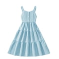 thumbnail image 2 of Babcutegg Girls’ Lightweight Sleeveless Summer Dress With Adjustable Straps And Back Bow Detail Sky Blue Size 7, 2 of 5