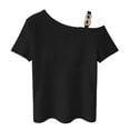 thumbnail image 5 of Ichuanyi Women’s Summer Tops Casual V Neck T Shirts Short Sleeve Loose Fit Button Front Blouse Tunic Tops for Women, 5 of 6