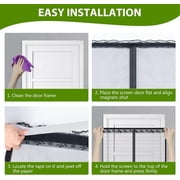 Qoosea Magnetic Screen Door with Heavy Duty Magnets, Self Sealing Mesh Screen Curtain with Hooks, Full Frame Hands Free Magnetic Door Screen Closure Fit Door Size 36 x 82 Inch