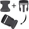 thumbnail image 2 of Side Release Buckles, Heavy Duty Black Plastic Buckles Clips, Adjustable Quick Release Buckle, Backpack Buckle Replacement for Nylon Webbing Straps, Belt, Dog Collars, 2 of 7