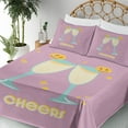 thumbnail image 3 of Ambesonne Emoji Party Fitted & Top Sheet Set with Shams, Champagne Toss Cheers, Salmon Grey Pink Mustard, 3 of 5