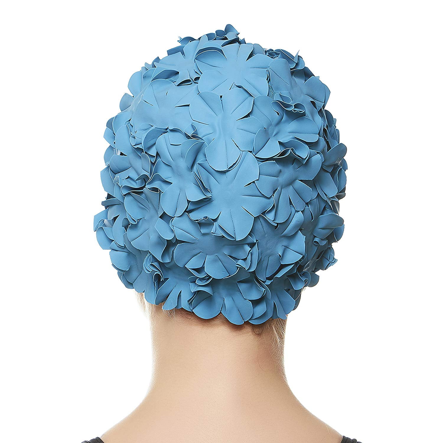 Beemo Floral Petal Swim Cap for Women – Retro Style Vintage Bathing Cap Swimming Hat for Long and Short Hair