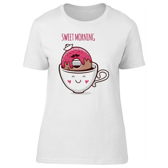 Sweet Morning Donut & Coffee T-Shirt Women -Image by Shutterstock, Female Medium