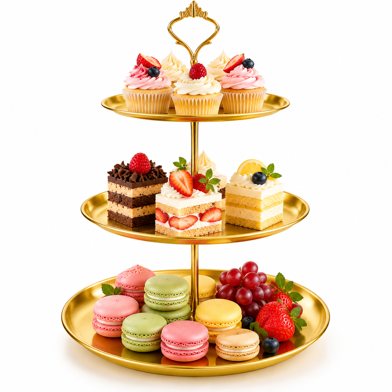 DAZUINIAO 3-Tier Gold Cupcake Stand photo 1