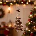 thumbnail image 4 of 3D Snowflake Wooden Ornament Hanging Decoration For Christmas Tree Home Festive Adjustable String Design, 4 of 6