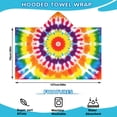 thumbnail image 2 of Tie Dye Rainbow Concentric Circles Pattern Hooded Bath Towel，50"x30" for Ages 3 To 12 Kids, Quick Dry Lightweight Soft Microfiber Hood Beach Towel Cover Up for Kids, 2 of 7