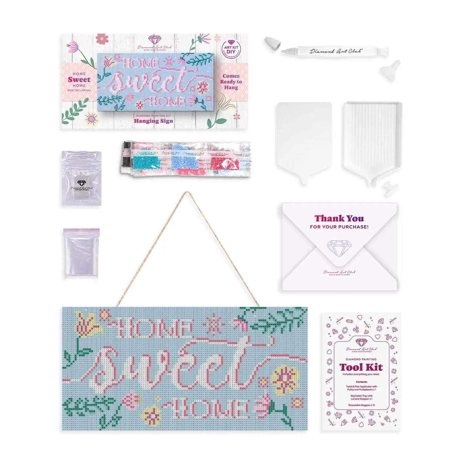 DIAMOND ART CLUB® Hanging Sign - Home Sweet Home, Diamond Painting