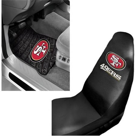 NFL San Francisco 49ers 2 pc Front Floor Mats & Car Seat Cover Bundle