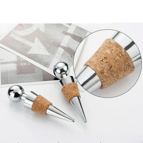 Worgeous 3pcs Alloy Wine Stopper Wine Cork Creative Bottle Plug Beverage Stoppers for Bar Party Restaurant (Silver)