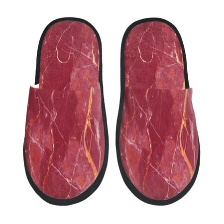 Balery Abstract Red Marble Slient Indoor Furry Fleece Comfort House Shoes Soft Non-Slip Home Shoes Cotton slippers House Slippers-- Large