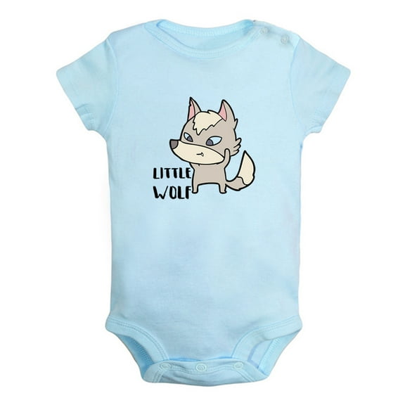 iDzn Little Wolf Novelty Rompers For Babies, Newborn Baby Unisex Bodysuits, Infant Jumpsuits, Toddler 0-12 Months Kids One-Piece Oufits (Blue, 6-12 Months)