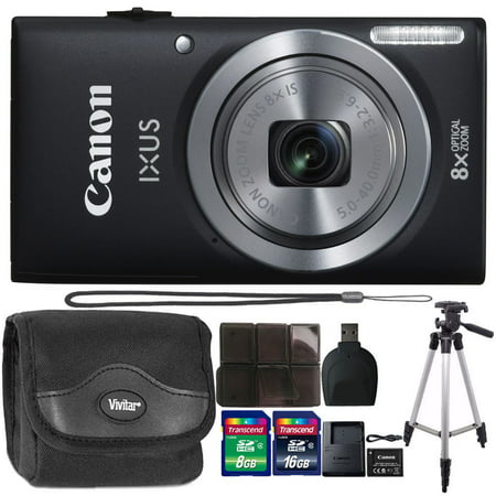 Canon IXUS 185 / ELPH 180 20MP 16x ZoomPlus Black Digital Camera with 24GB Top Accessory