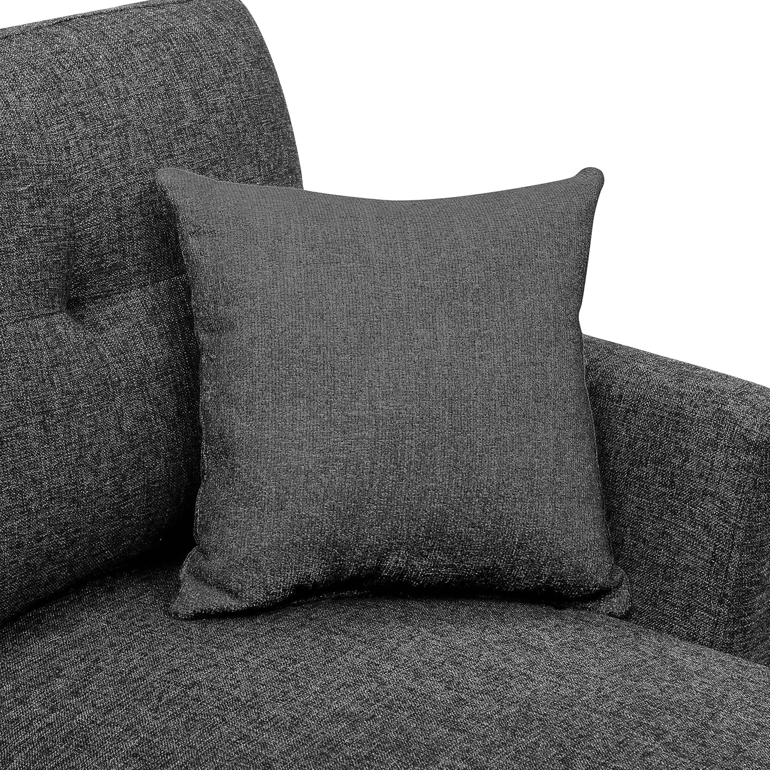 Convertible Sleeper Sofa Bed, 76.5" L Shaped Sectional Couch with Pull Out Bed, Storage Chaise & Reversible Lounge, Compact Linen Sectional Sofa for Small Space Apartment Living Room, Charcoal Black