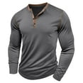 thumbnail image 4 of Resicozy Men's Henley Shirts Long Sleeve T-Shirts Casual Fashion Pullover Shirt Soft Stretch Basic Tees Fall Tops Dark Gray M, 4 of 7