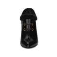 thumbnail image 6 of BLISSFUL STEP Women's Faux Fur Buckle Block Heel Ankle Boot Black 11, 6 of 7