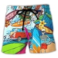 thumbnail image 2 of Colorful Graffiti 3D Printed Surfing Board Shorts Cool Summer Street Hip Hop Swim Trunks For Men Kids Vacation Beach Shorts, 2 of 5