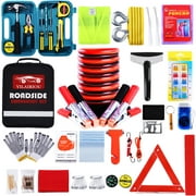Roadside Emergency Car Kit with Jumper Cables, Auto Vehicle Safety Road Side Assistance Kits