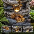 thumbnail image 6 of VBAL 32"H Outdoor Freestanding Water Fountain, 5-Tier Cascading Rock Resin with LED Light and Pump, Stone Imitation, Outdoor Water Feature for Garden, Patio, Yard, Deck, Porch, Lawn, Gray, 6 of 8