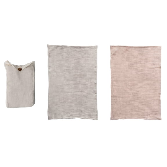 Creative Co-Op Cotton Double Cloth Tea Towels, Set of 2 in Bag, Rose and Cement
