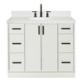 thumbnail image 2 of Ariel Kelly 42 Inch Single Oval Sink Bathroom Vanity With Carrara White Quartz Countertop 1.5 Inch Edge In White, 2 of 12