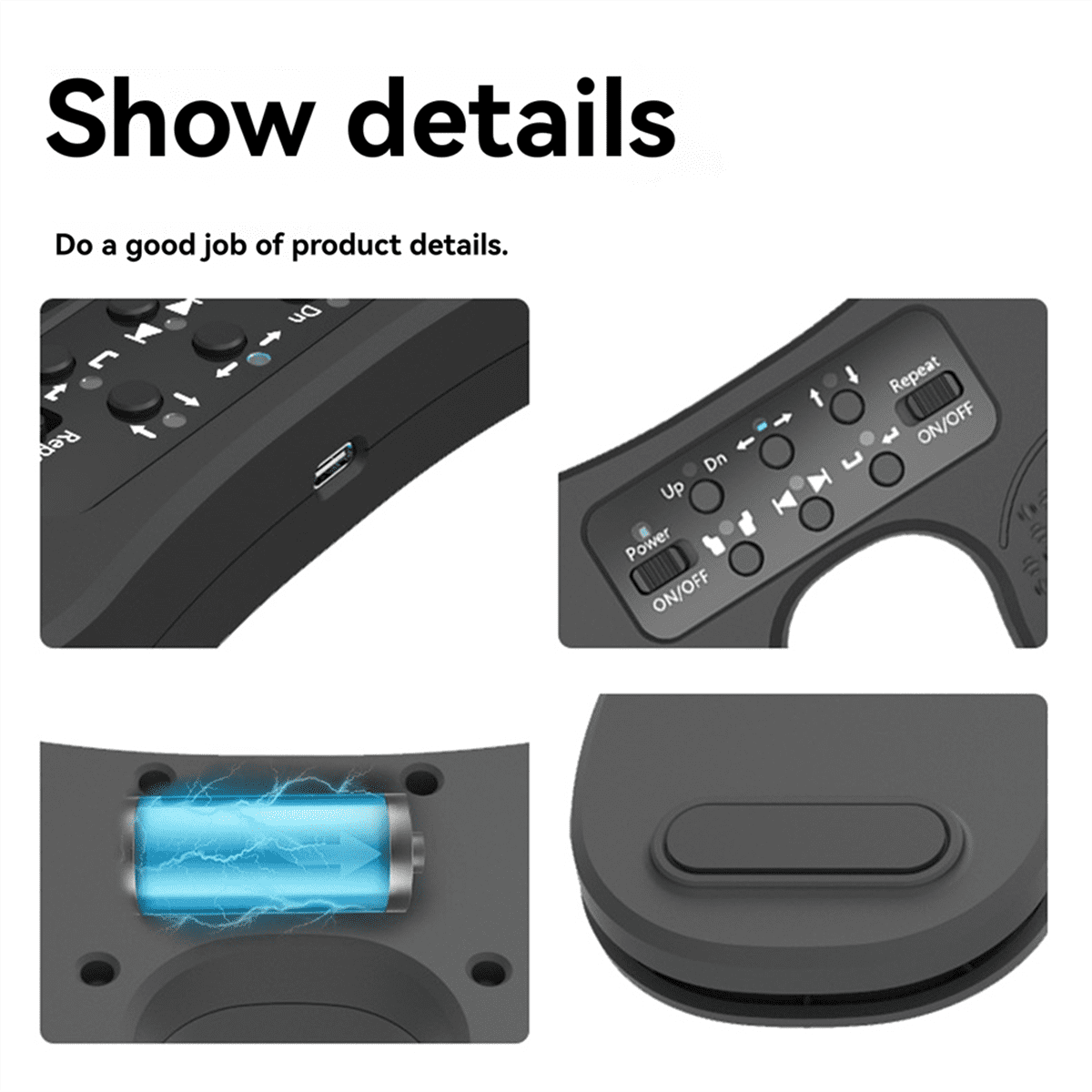 Double Foot Switch Pedal Keyboard Mouse Nonslip Foot Pedal Switch Bluetooth Piano Practice Page Turner Dual Mode,1 x Customized pedal keyboard 1 x Type-C charging cable,Black