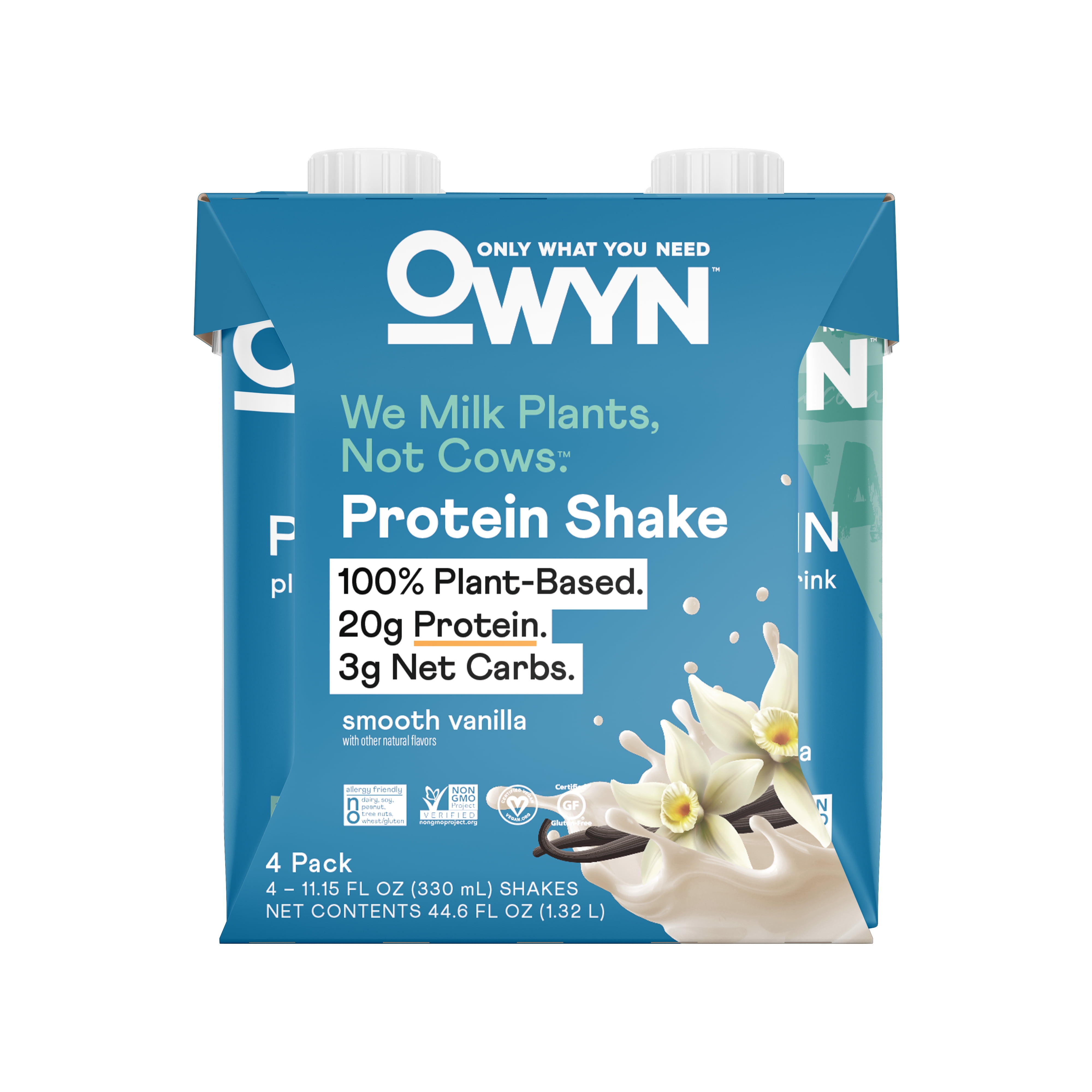 OWYN Plant-Based Protein Shakes, Smooth Vanilla, 20g Vegan Protein, 11.15 Fl Oz, 4 Ct