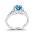 thumbnail image 4 of Floral Art Deco Engagement Ring Aquamarine CZ 925 Sterling Silver Size 9, 4 of 5