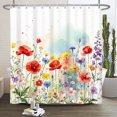 thumbnail image 2 of Watercolor Wildflower Shower Curtain With Hooks,60x72 Inch,Waterproof Polyester Floral Bathroom Decor, 2 of 4