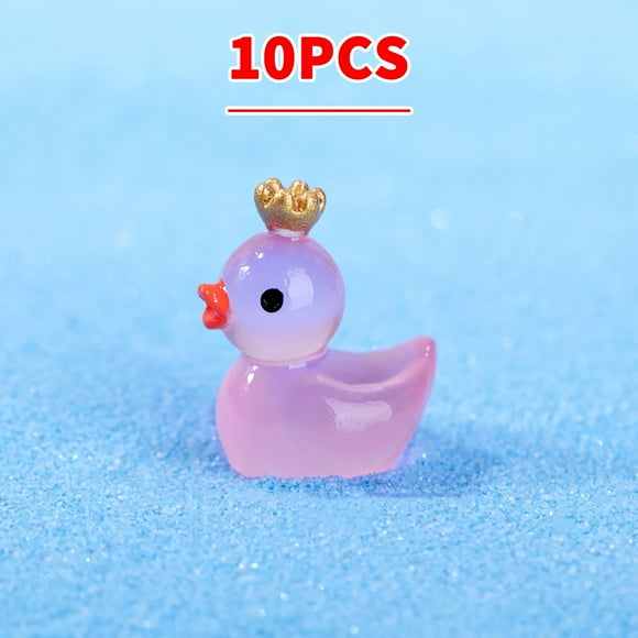 Fiudx Adornos de Patito Luminoso, Minijuego de 10 Piezas de Resina, Colores Brillantes para Decoración Del Hogar, Manualidades, Accesorios para Peceras, Decoración de Mesa, Narración de Cuentos, Tama