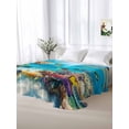 thumbnail image 5 of Turtle California King Size Flat Sheet, Wrinkleproof & Fadeproof Cooling Flat Bed Sheet Only, Shark Ocean Coral Underwater Scenery Sea Breathable Soft Bedding Top Sheets 108 x 98 Inches, 5 of 8