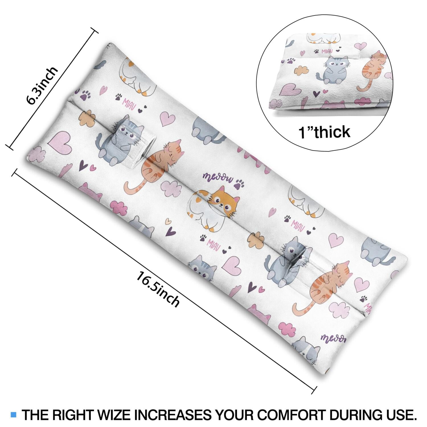 Boho Cat Aesthetic Seatbelt Cushion - Mastectomy Post-Surgery Comfort Pillow - Heart Surgery Recovery Pad with Aesthetic Cat Pattern