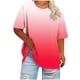 thumbnail image 1 of Mujeres Más Tamaño Manga Larga Tops Cuello Redondo Manga Corta Primavera Verano Camisa Básica Camiseta Superior Poliéster Ligero Suave Cómodo Más Tamaño Tops Casuales, 1 of 6