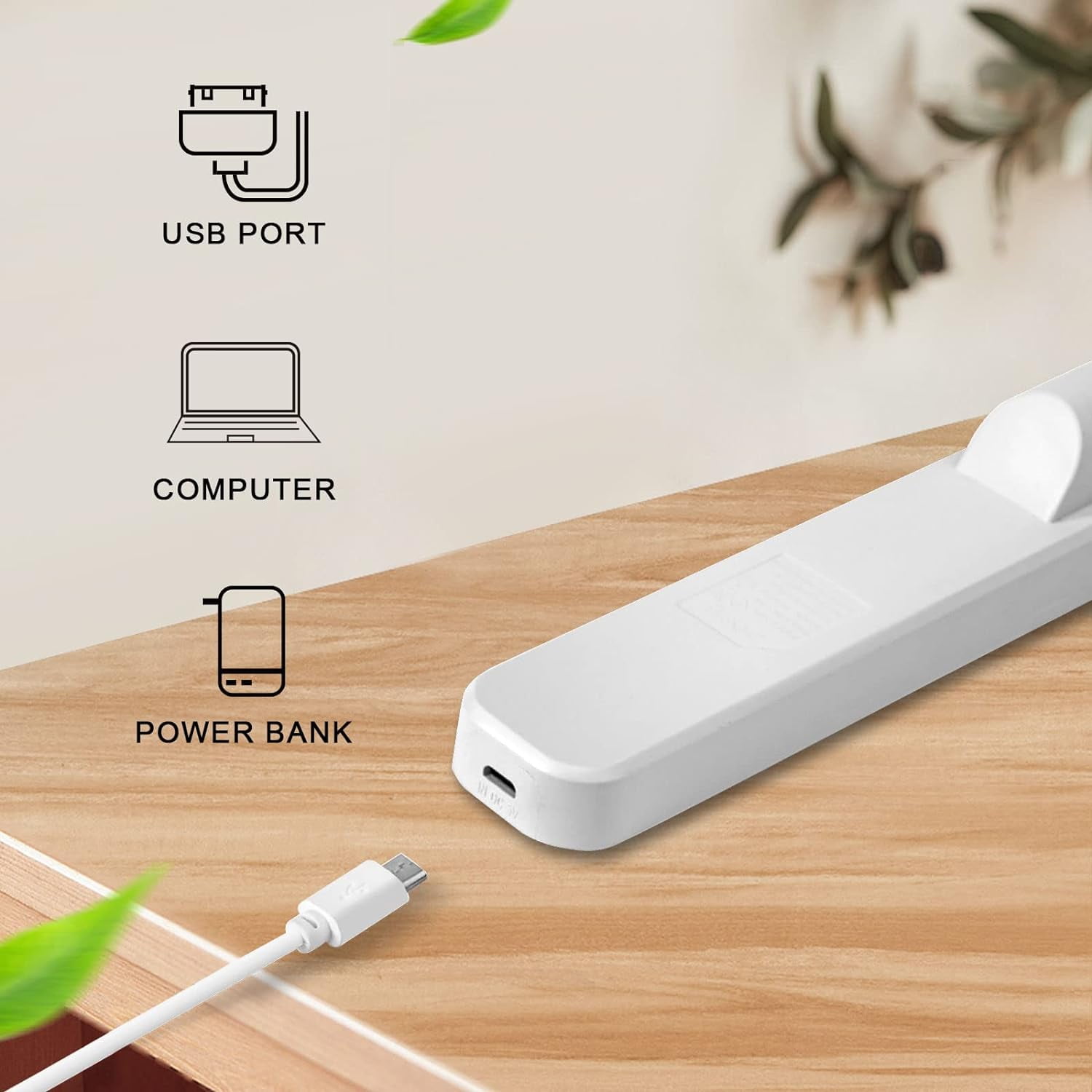Desk Lamps for Home Office, Led Desk Light, Portable Magnetic Light Bar for Desk Reading, 3000K to 6000K Adjustable Color Temperature USB Rechargeable Under Cabinet Lighting, White