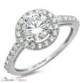 thumbnail image 5 of 1.86 ct Round Cut Moissanite with Simulated Diamond Halo Accents 14K White Gold Womens Engagement Ring, 5 of 6