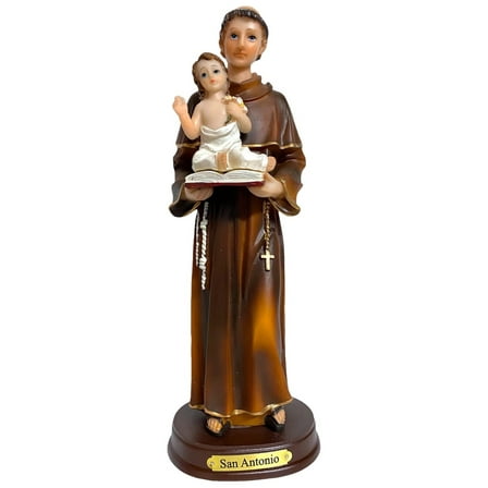 GCK 8 Inch San Antonio de Padua Imagen Estatua St Anthony Statue Catholic Religious Gift Brown