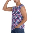 thumbnail image 3 of Pofeuu Skull Flower Blue Print Men's Muscle T-Shirt, Sleeveless, Muscle Tank, Classic Muscle Tee Top For Men Casual Sleeveless Muscle T-Shirt Trendy Clothes-Large, 3 of 7