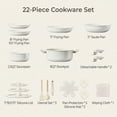 thumbnail image 2 of Ktaxon 22pcs Nonstick Cookware Set with Detachable Handle, 6 Pots and Pans Set Aluminum Kitchen Cooking Set, Induction Safe, Cream White, 2 of 9