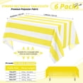 thumbnail image 2 of 6 Pack Yellow and White Striped Tablecloth Rectangle 60x84inch Polyester Fabric Washable Table Cloth for Afternoon Tea Table Birthday Party Picnic Barbecue Gathering Indoor Outdoor Dining Decor C108, 2 of 3