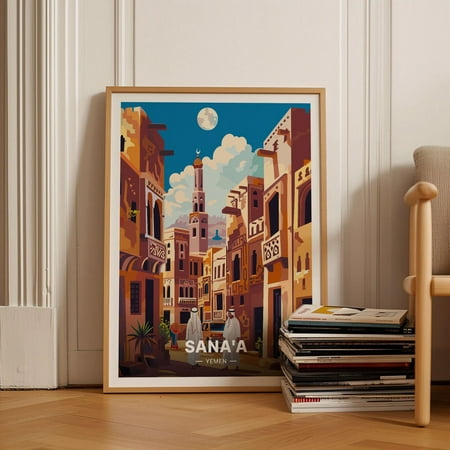 Sanaa Yemen Travel World Cities Wall Art Decor, Unframed Paper Poster 8x10in