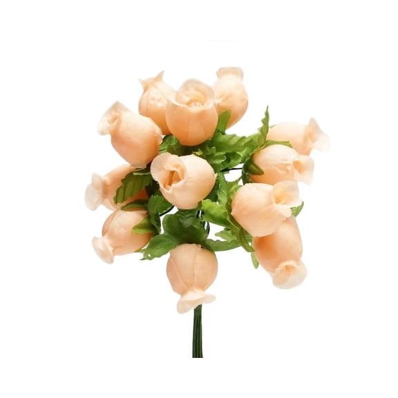 Peach Artificial Silk Flower Roses - 12 Mini Bouquets of 12 Rosebuds, 144 Rosebuds Total, Wedding, Easter, Reception, Anniversary